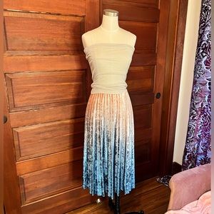 Pink and Blue Gradient Velour Midi Skirt szS